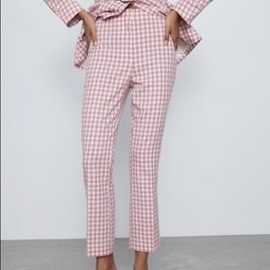 Zara Pink And White Gingham Mini Flare 